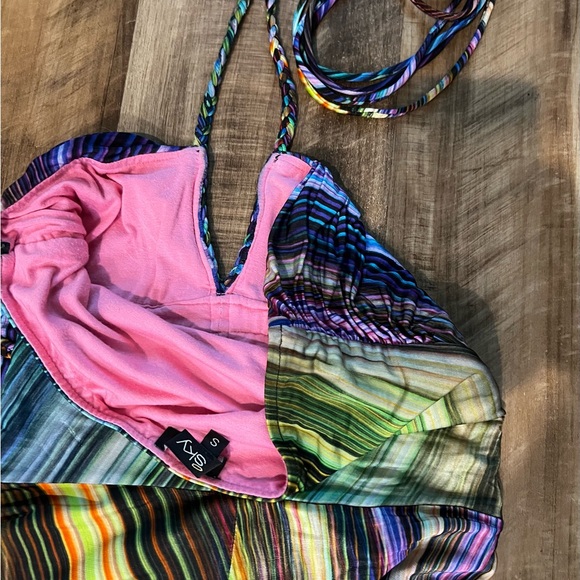 Sky Multicolor Braided Halter Style Maxi Dress - Picture 9 of 9